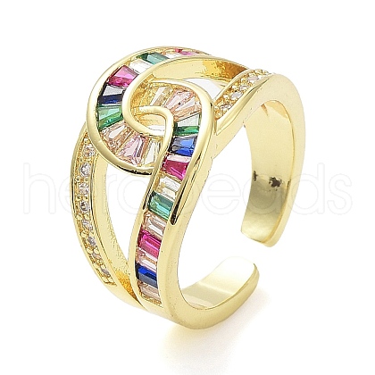 Brass Micro Pave Cubic Zirconia Rings RJEW-E077-07G-1