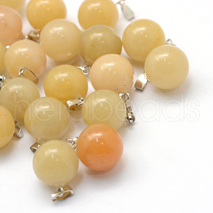 Round Natural Topaz Jade Pendants G-Q434-07-1