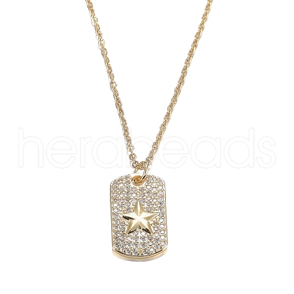 Brass Micro Pave Clear Cubic Zirconia Pendant Necklaces NJEW-H100-09G-1