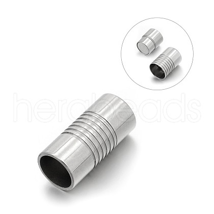Smooth 304 Stainless Steel Column Magnetic Clasps with Glue-in Ends STAS-E089-33F-1
