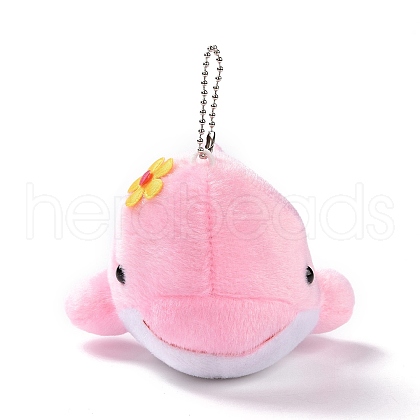 PP Cotton Mini Animal Plush Toys Dolphin Pendant Decoration HJEW-C002-01A-1