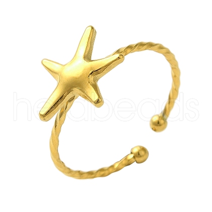 Ocean Beach Series 304 Stainless Steel Cuff Ring RJEW-Q820-02A-1