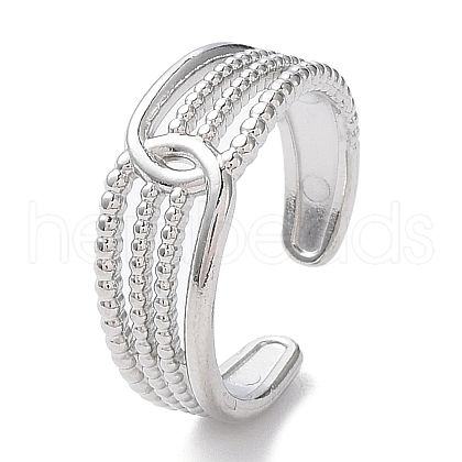 Non-Tarnish 304 Stainless Steel Hollow Multi Line Open Cuff Rings RJEW-D006-02P-1
