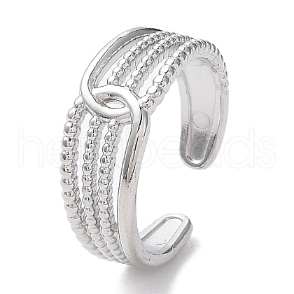 304 Stainless Steel Hollow Multi Line Open Cuff Rings RJEW-D006-02P-1