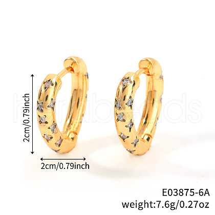 Brass Clear Cubic Zirconia Hoop Earrings VM6429-2-1