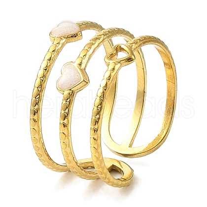 304 Stainless Steel Enamel Open Cuff Rings for Women RJEW-F166-22G-01-1