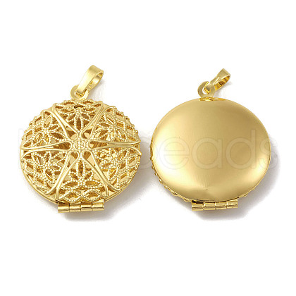 Rack Plating Brass Locket Pendants KK-G452-09G-1