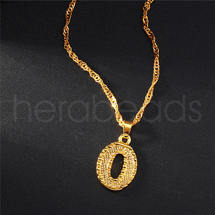 Brass Initial Pendant Necklaces FS-WG68BA5-15-1