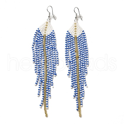 Bohemia Woven Glass Seed Bead Dangle Earrings EJEW-A046-04D-1