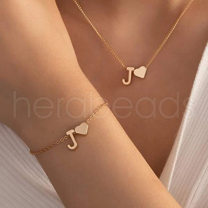 Heart Brass Pendant Necklaces & Charm Bracelets Sets FS-WGFCFF7-25-1