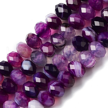 Natural Banded Agate/Striped Agate Beads Strands G-E605-A02-01D-1