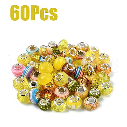 60Pcs Resin European Beads RPDL-YW0001-14C-1