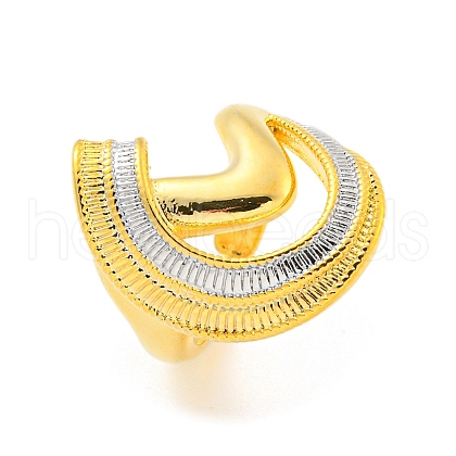 Brass C-shaped Open Cuff Ring for Women AJEW-U003-08G-1