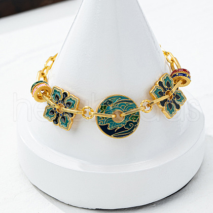 Brass Enamel Link Chain Bracelets FS-WG52E4D-05-1