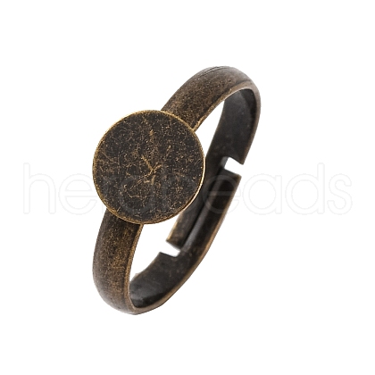 Adjustable Antique Bronze Brass Pad Finger Ring Bases X-EC541-NFAB-1