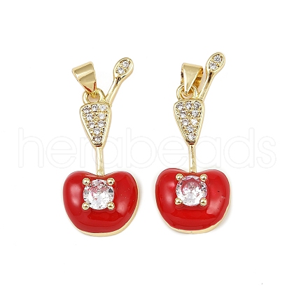Brass Micro Pave Cubic Zirconia Pendants KK-C095-06G-1