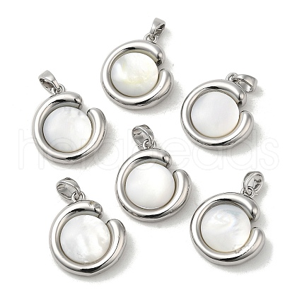 Brass Pave Shell Pendants KK-M270-47P-1