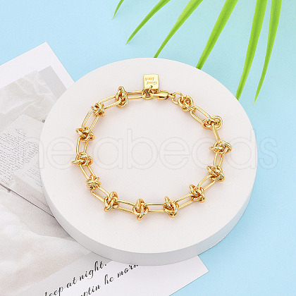 Brass Paperclip Chain Bracelets BJEW-N032-02G-1