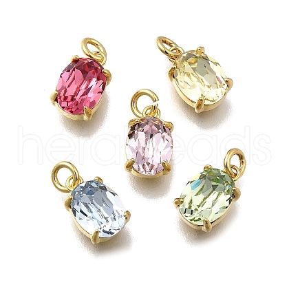 Oval Brass with Glass Charms KK-G525-08G-1