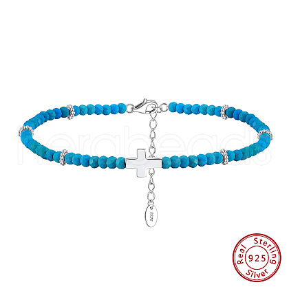 925 Sterling Silver Anklets AJEW-Z029-24P-1
