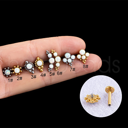 316L Surgical Stainless Steel & Synthetic Opal Threadless Labrets WG5296C-04-1