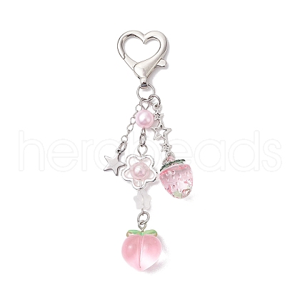 Peach Strawberry Acrylic & Resin Pendant Decorations HJEW-JM02373-1