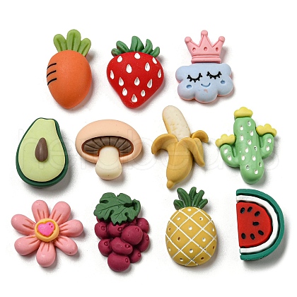 Cartoon Fruit Opaque Resin Cabochons RESI-D006-03-1