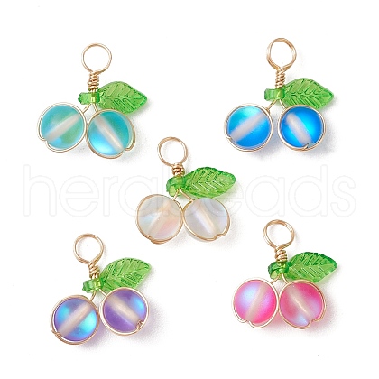 Frosted Dyed Synthetic Moonstone Cherry Pendants PALLOY-JF03473-1