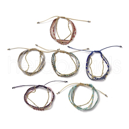 Gemstone Braided Bead Bracelets BJEW-C061-10-1