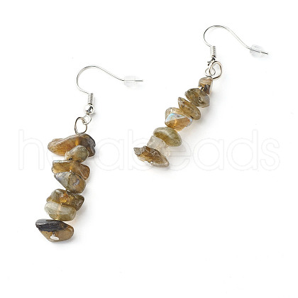 Natural Labradorite Chip Beads Dangle Earrings EJEW-JE04649-07-1