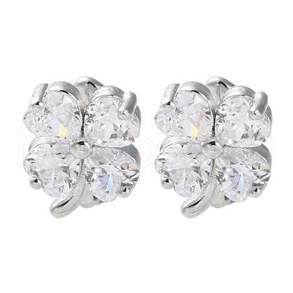 925 Sterling Silver Micro Pave Clear Cubic Zirconia Cuff Earrings EJEW-P296-14P-1