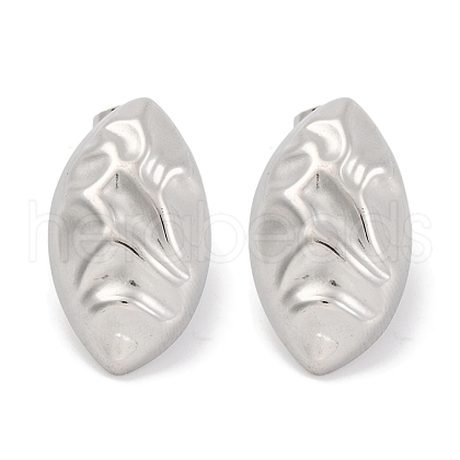 Non-Tarnish Horse Eye 304 Stainless Steel Stud Earrings EJEW-H013-26P-1
