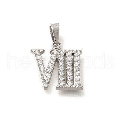 Ion Plating(IP) 304 Stainless Steel Micro Pave Cubic Zirconia Pendants STAS-H228-02P-08-1