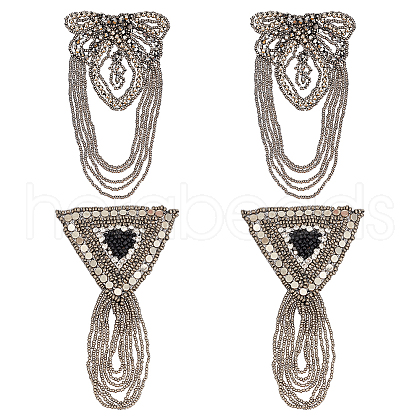 Fingerinspire 4Pcs 2 Styles Iron Fashion Tassel Epaulette FIND-FG0002-59-1