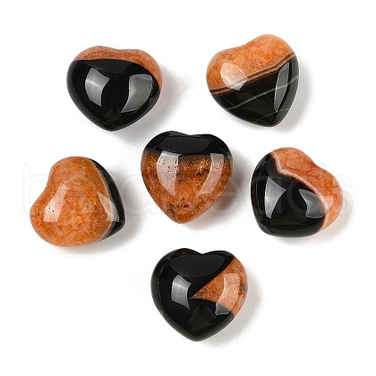 Mother's Day Gifts Natural Agate(Dyed & Heated) Heart Palm Stone G-Q021-04C-1
