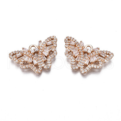 Brass Micro Pave Clear Cubic Zirconia Pendants KK-S359-087-RS-1