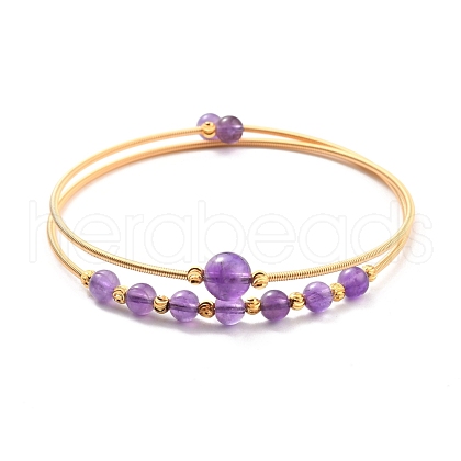 Golden Brass Double Loop Wrap Bangle BJEW-A122-05-1