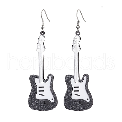 Guitar Acrylic Dangle Earrings EJEW-JE05879-02-1