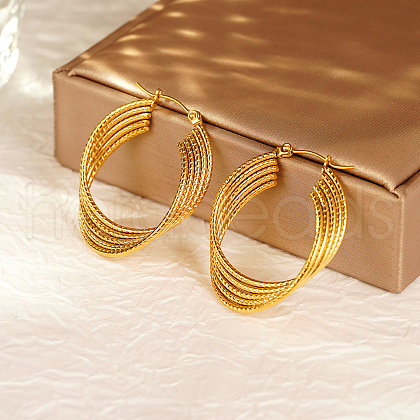 Retro Hong Kong Style Stainless Steel Hoop Earrings for Women BB2578-1