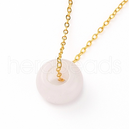 Rondelle Natural Rose Quartz Pendant Necklaces NJEW-JN03237-02-1