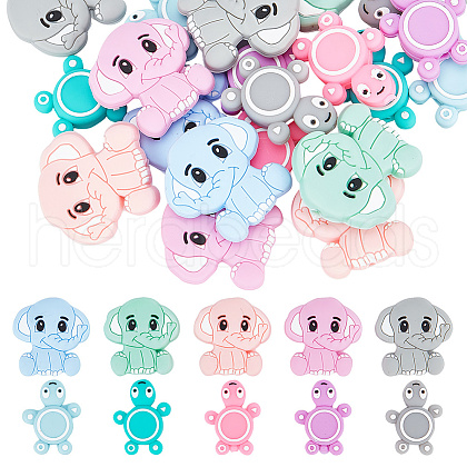 ARRICRAFT 20Pcs 10 Style Silicone Beads Sets SIL-AR0001-09-1