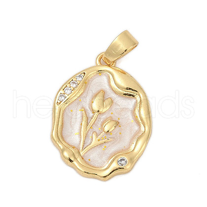 Brass Micro Pave Cubic Zirconia Pendants KK-U068-10G-01-1