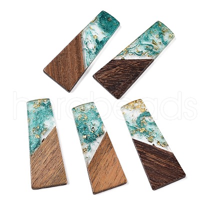 Opaque Resin & Walnut Wood Pendants RESI-T058-04L-1