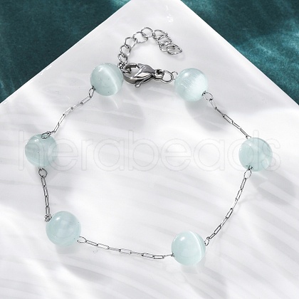 304 Stainless Steel Cable Chain Bracelets BJEW-C094-01P-05-1