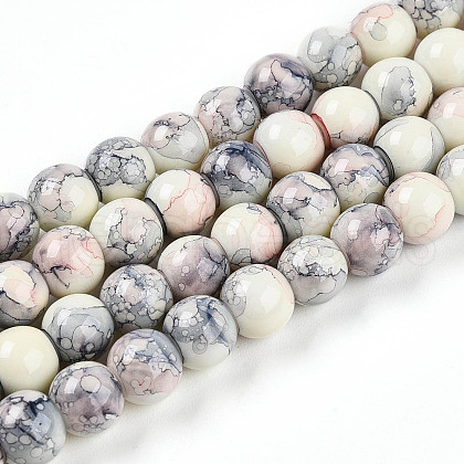 Baking Painted Glass Beads Strands DGLA-N003-8mm-C05-1