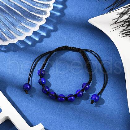 Baking Painted Glass Round Beads Braided Bead Bracelets BJEW-JB11974-03-1