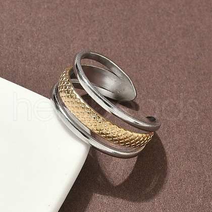 304 Stainless Steel Double Color Cuff Rings RJEW-S635-01GP-A-1