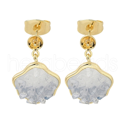 Brass Enamel & Quartz Stud Earring Findings KK-K388-18G-1