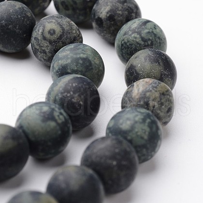 Frosted Round Natural Kambaba Jasper Bead Strands G-J346-30-8mm-1
