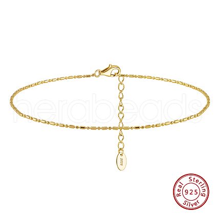 925 Sterling Silver Ball Chain Anklet AJEW-Z029-15G-1